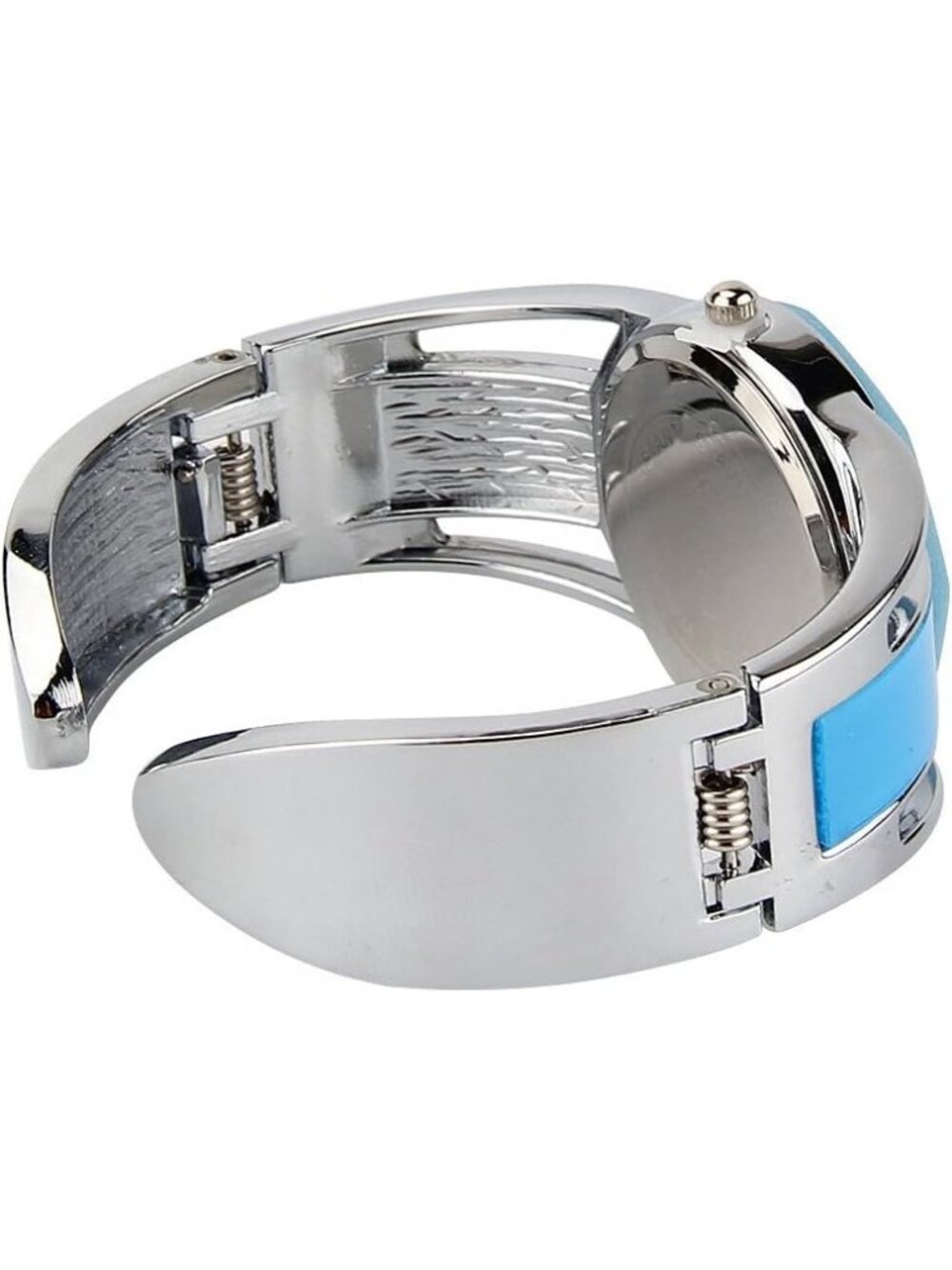 Women's Light Blue Quartz with Rhinestone Round Dial Stainless Steel Cuff Watch - Picture 6 of 7